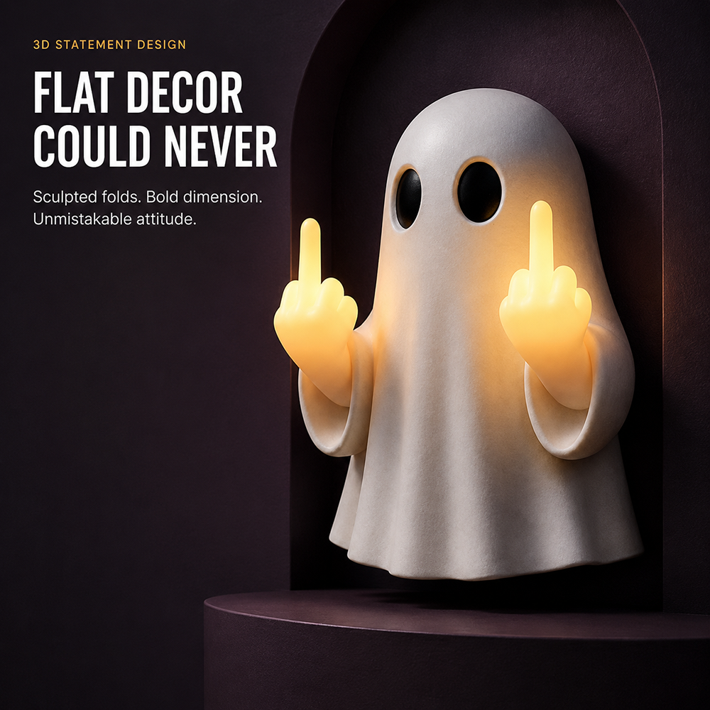 ๐ป Light-Up Rude Ghost Wall Decor โ Funny Halloween Porch Decoration