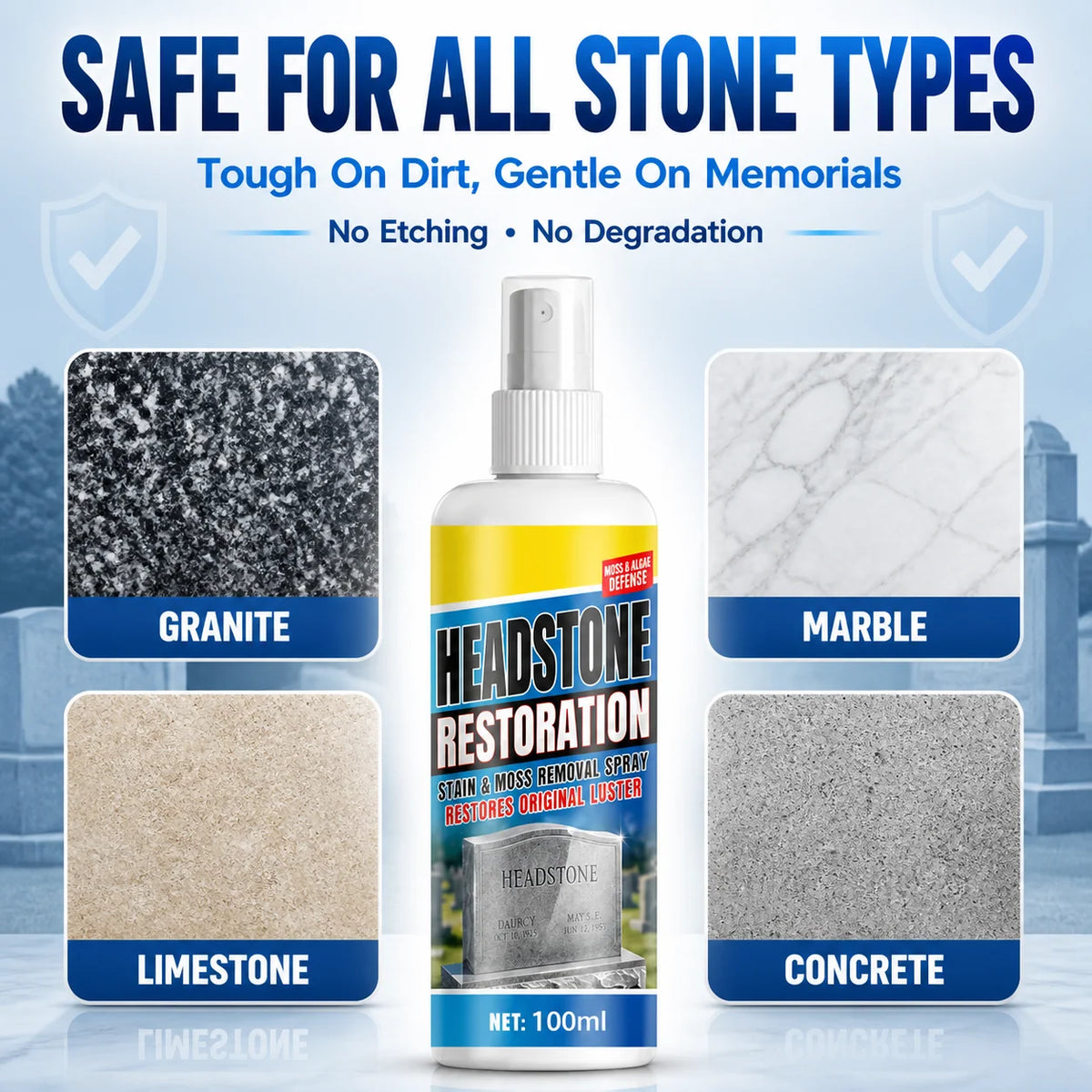 ✨ Headstone Restoration Cleaning Spray 🕯️