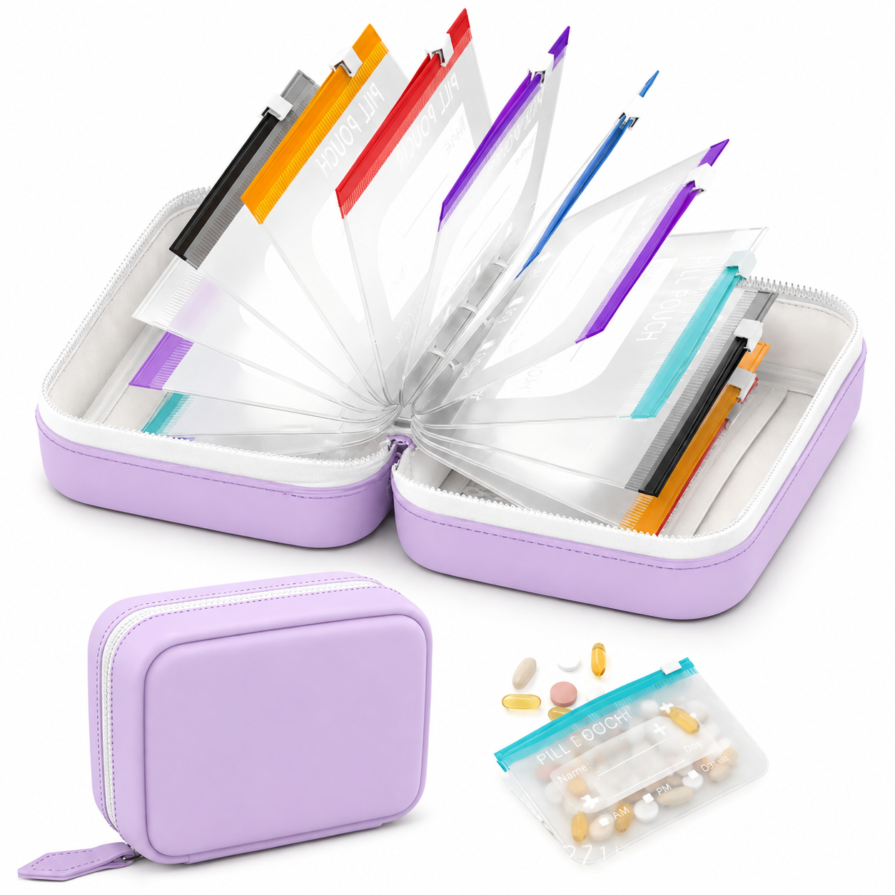 💊 14-Pouch Travel Pill Organizer – Waterproof Medicine & Vitamin Case