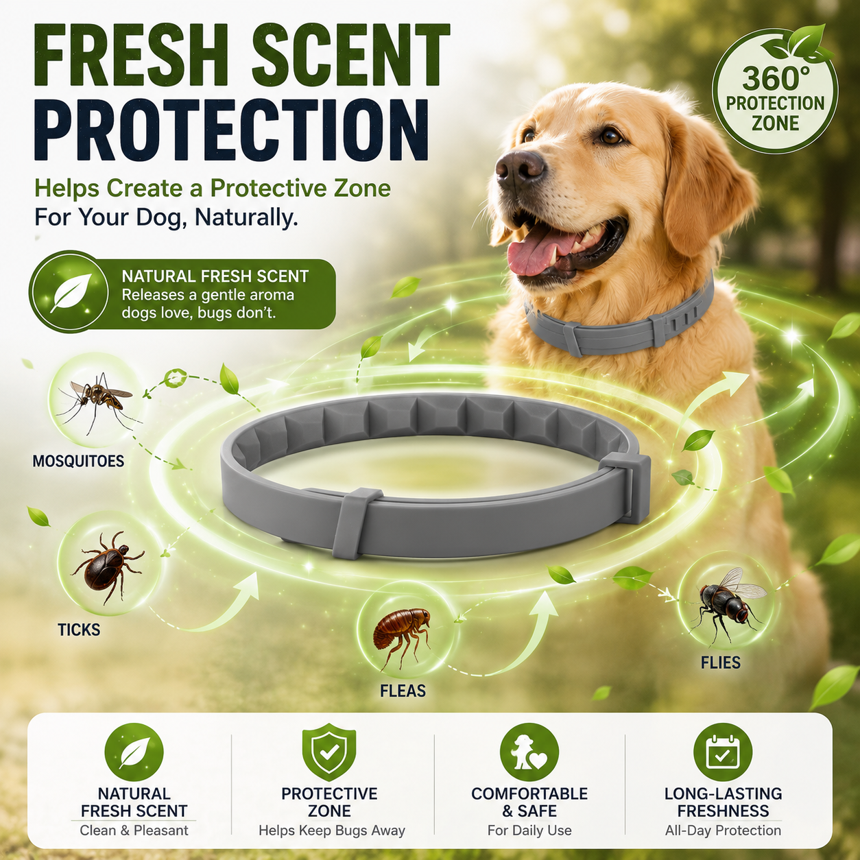🔥 55% OFF TODAY 🐾 Fresh Scent Pet Collar For Dogs & Cats