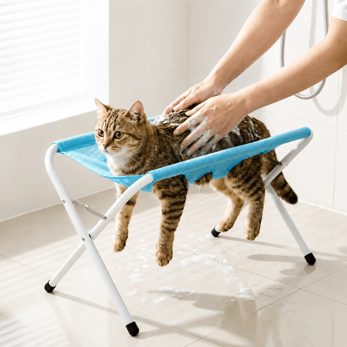 🔥Foldable Pet Grooming Hammock Stand for Cats & Small Dogs