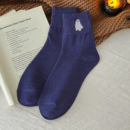 🎁Last Day Promotion 49% OFF🔥5‐Pair Cute Halloween Crew Socks – Pumpkin Ghost Cartoon Mid‐Calf Knit