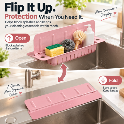 💦 Foldable Sink Splash Guard & Organizer