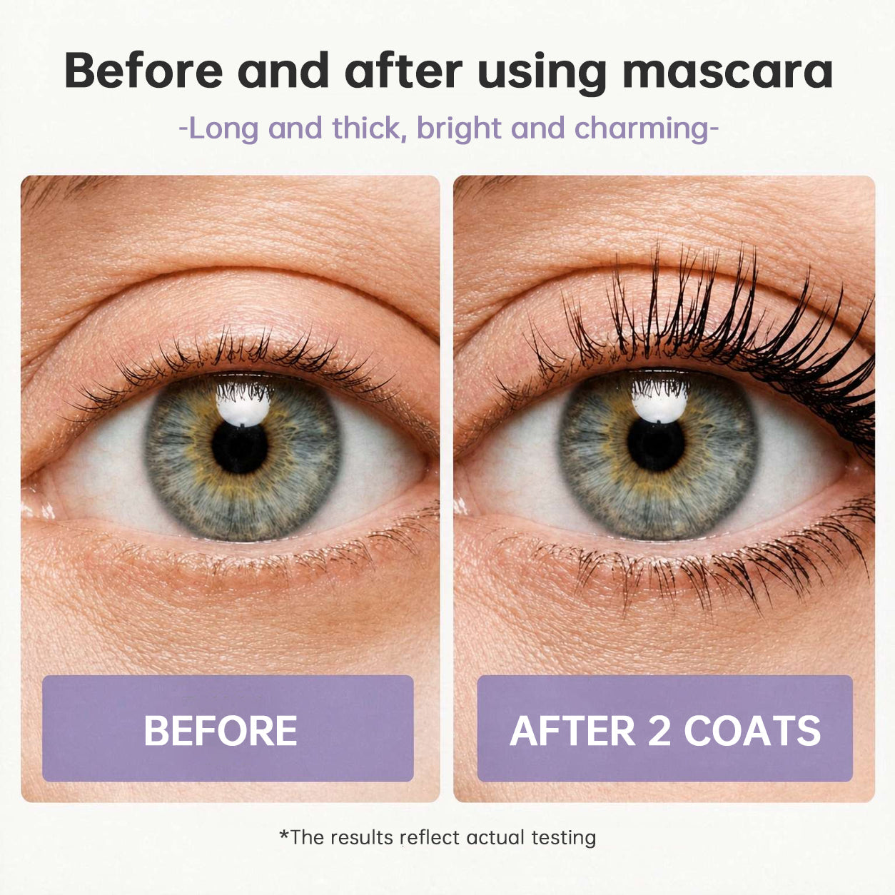 Before and after mascara application