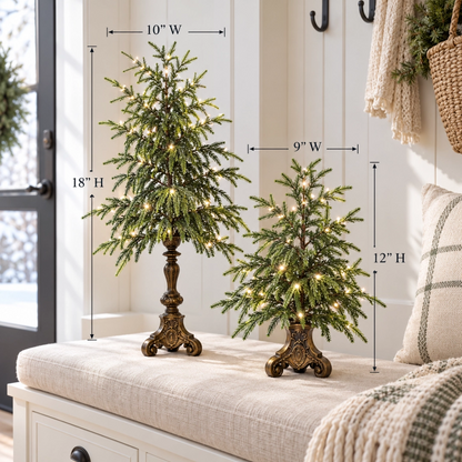 ✨ Cozy Lighted Norfolk Pine Tree 🎄 Vintage Christmas Table Decor