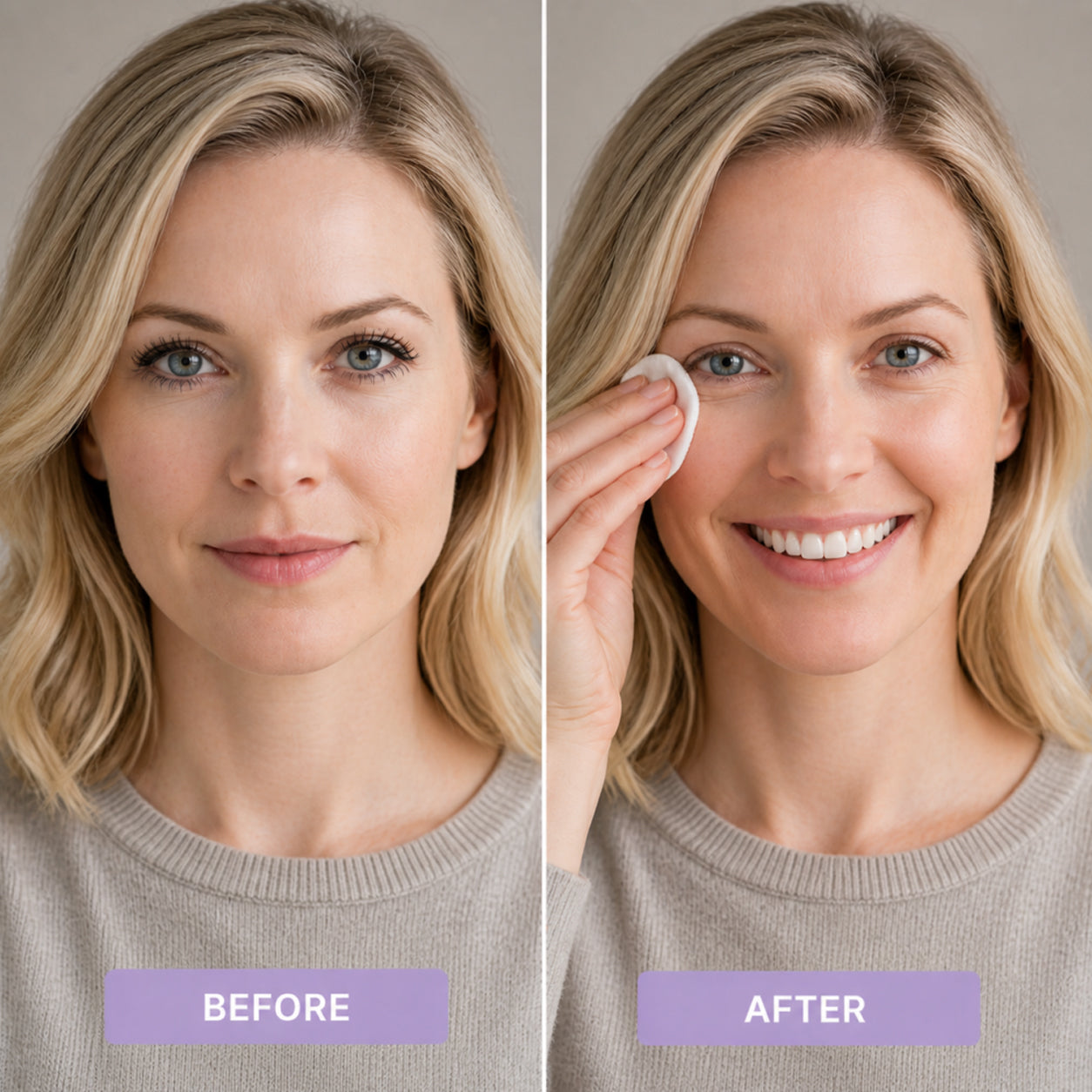 Mascara removal with a soft cotton pad