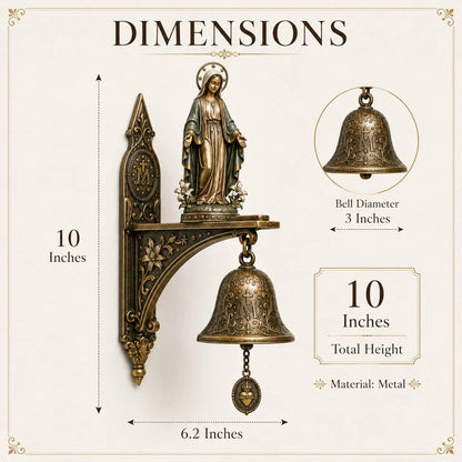 ✨Our Lady of Grace Bronze Miraculous Medal Wall Bell | 🙏Catholic Religious Home & Garden Decor"