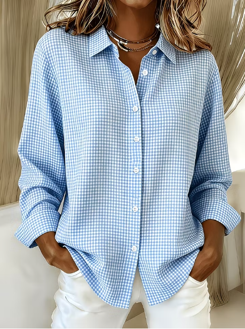 New Arrival🔥 Women's Casual Gingham Long Sleeve Button Down Shirt