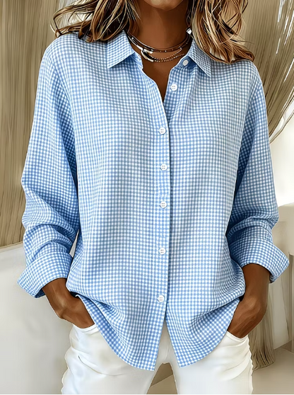 New Arrival🔥 Women's Casual Gingham Long Sleeve Button Down Shirt