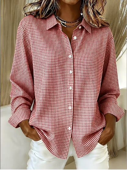 New Arrival🔥 Women's Casual Gingham Long Sleeve Button Down Shirt
