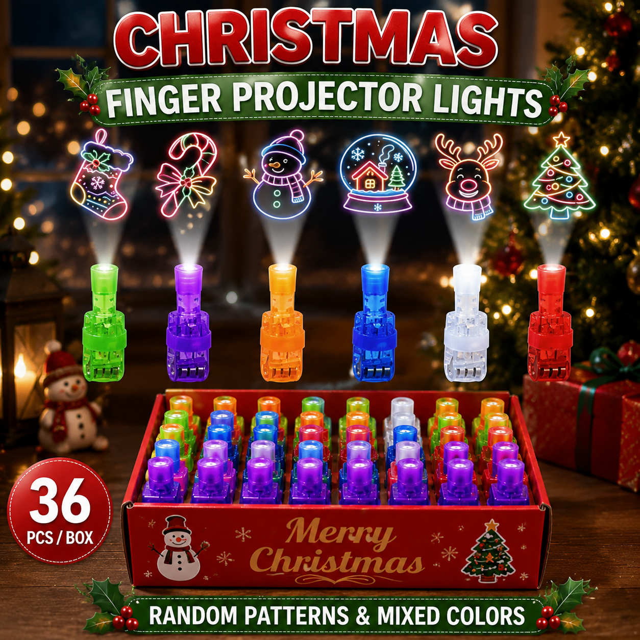 👻🎃 Halloween Finger Projector Rings – LED Party Favors for Kids(36PCS)