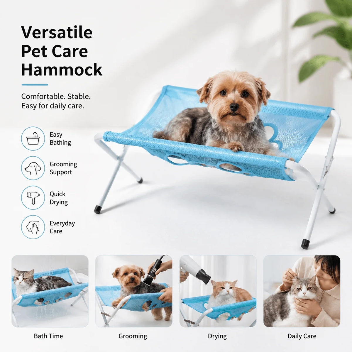🔥Foldable Pet Grooming Hammock Stand for Cats & Small Dogs