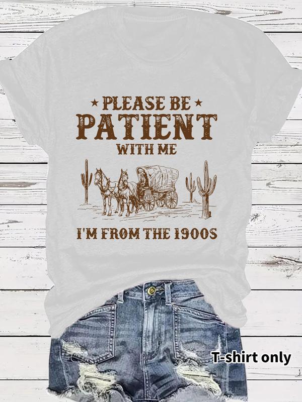 🔥Last Day Sale 60% OFF⏰👕I'M From 1900S✨ Women's Vintage Letter Print Round Neck Tee