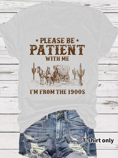 🔥Last Day Sale 60% OFF⏰👕I'M From 1900S✨ Women's Vintage Letter Print Round Neck Tee