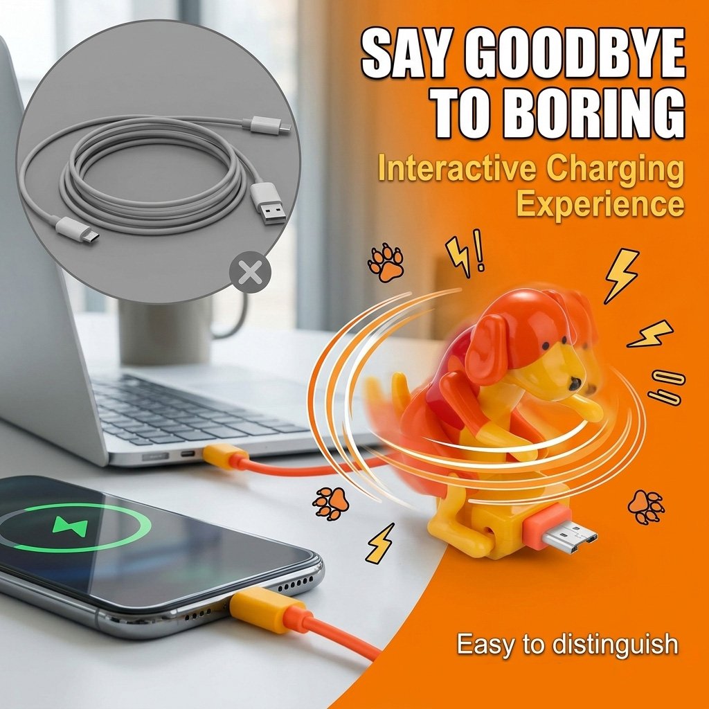 🎁Last Day Promotion 49% OFF🔥Funny Dog Humping Design Charging Cable – Fast Charge, TPE Durable