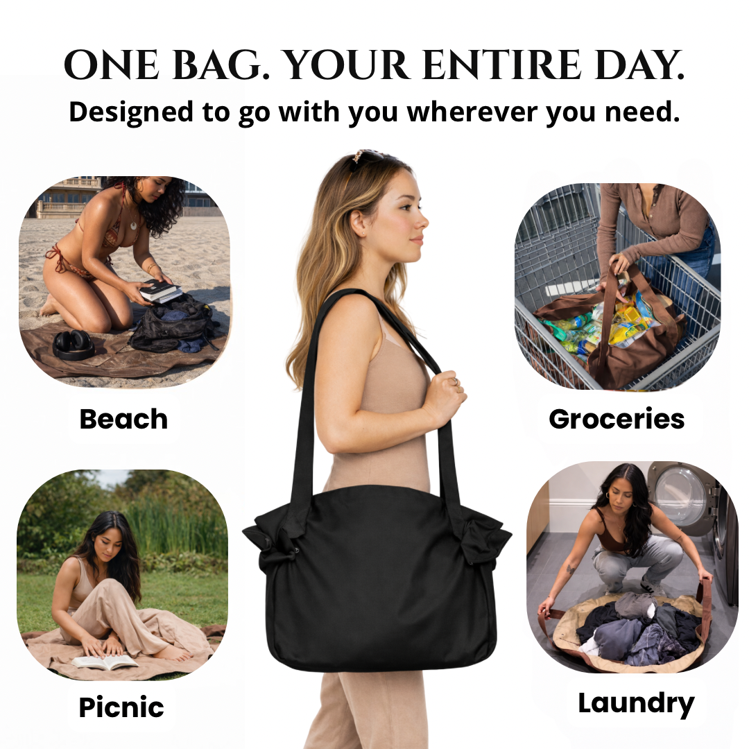 ✨ Quick-Pack Drawstring Tote – From Picnic Blanket to Bag in Seconds