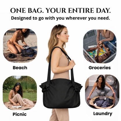 ✨ Quick-Pack Drawstring Tote – From Picnic Blanket to Bag in Seconds