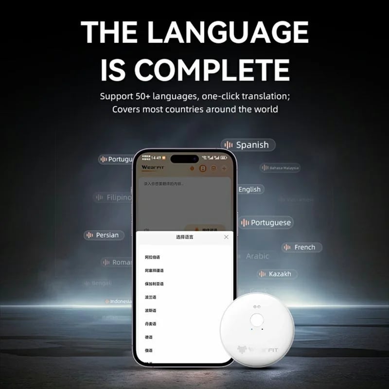 🌍 AI Real-Time Translator & Language Tutor: Smart Wearable Device for Spanish & English Practice – Supports 165+ Languages with Instant Feedback