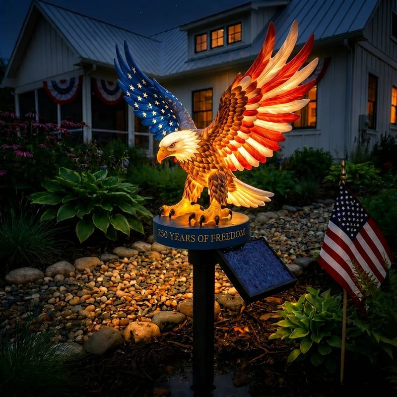 🦅 Solar Eagle Garden Light – A Glowing Tribute to American Freedom