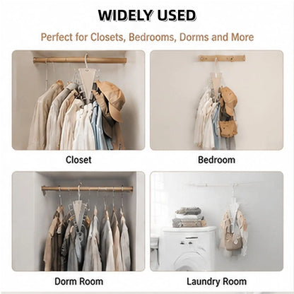 Rotating organizer hanger used in a closet, bedroom, dorm and laundry room