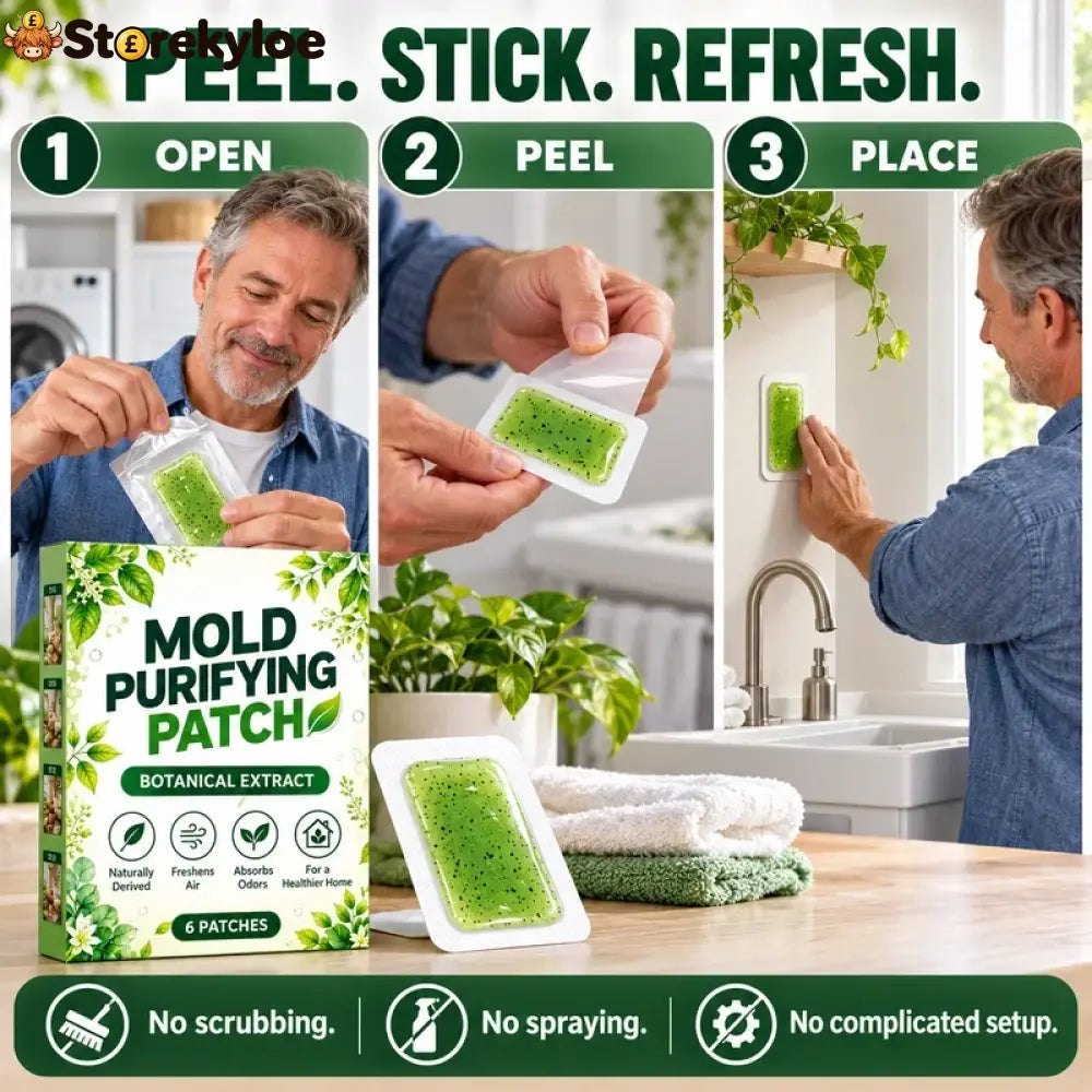 🧪50% OFF NOW! 6Pcs Mold Purifying Patches – Botanical Mildew Removal Pads, Long Lasting Mold Inhibitor for Bathroom, Kitchen, Wall Corners & Damp Hidden Spots