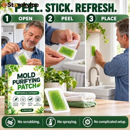 🧪50% OFF NOW! 6Pcs Mold Purifying Patches – Botanical Mildew Removal Pads, Long Lasting Mold Inhibitor for Bathroom, Kitchen, Wall Corners & Damp Hidden Spots