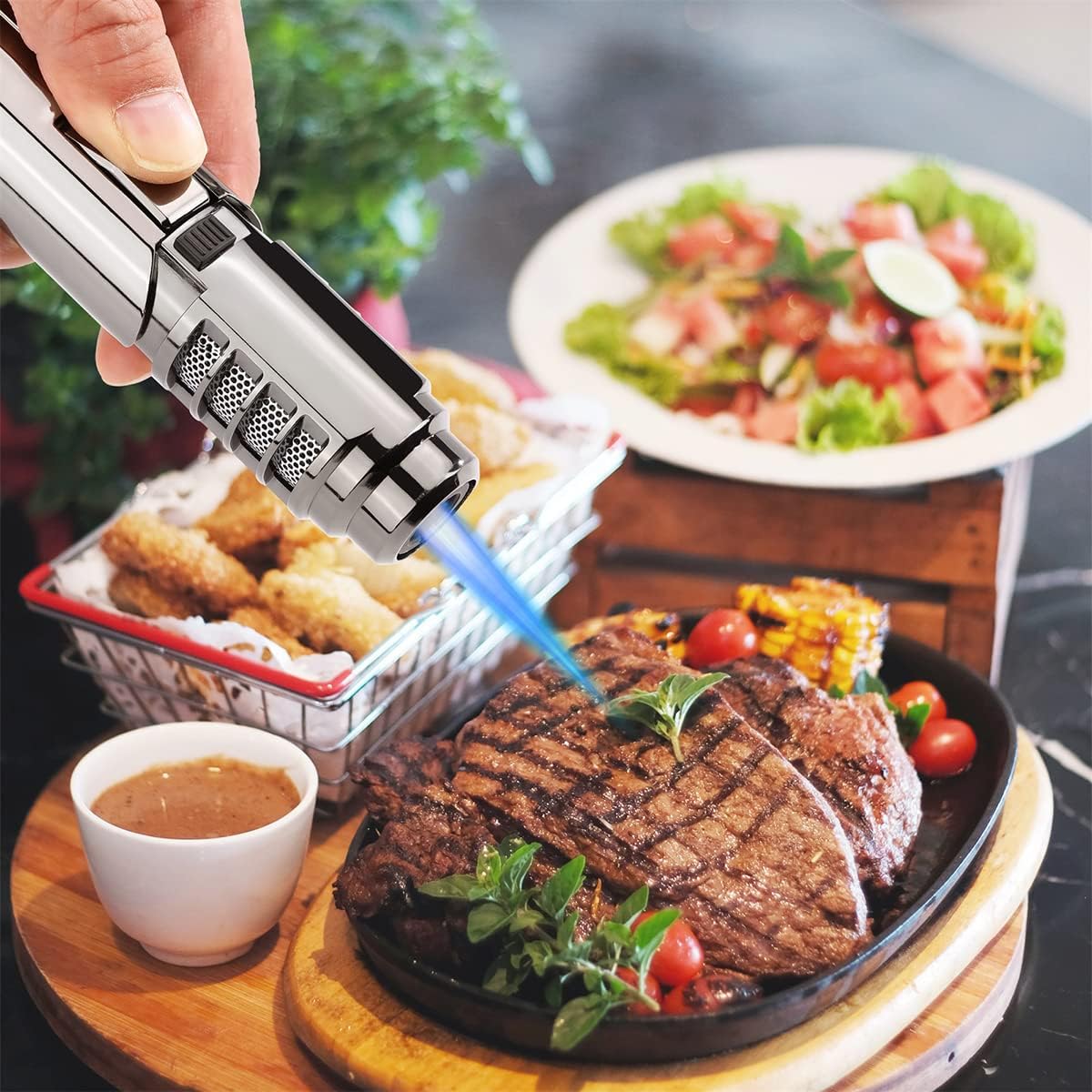 🔥1800°C Jet Torch Lighter,Butane Refillable Windproof Adjustable Flame Intensity