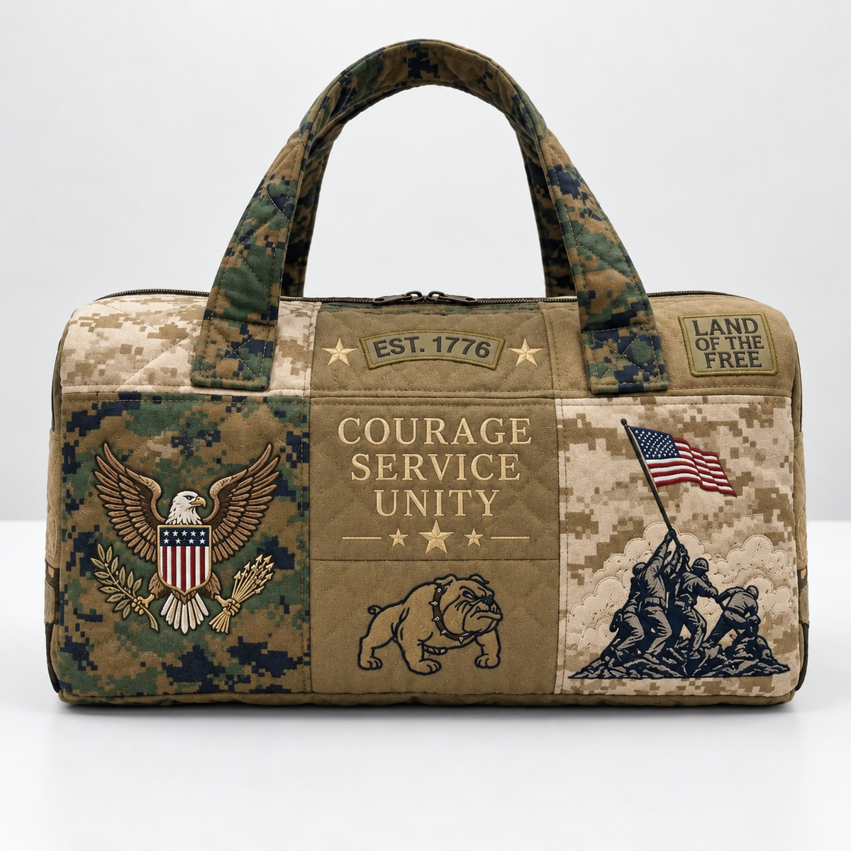 100% Handmade US Military Heritage Quilted Duffel Bag