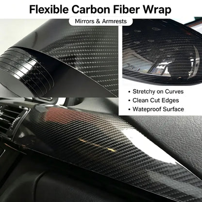 🚗 6D Gloss Carbon Fiber Vinyl Wrap – Peel, Stick & Upgrade Your Car’s Look
