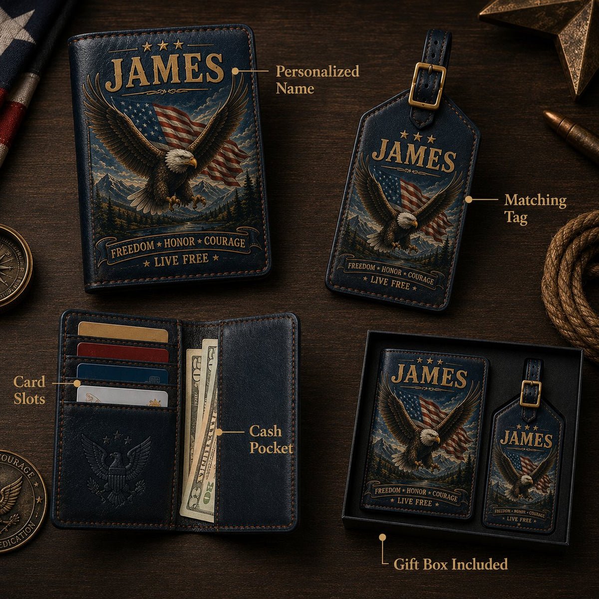Personalised Men's Passport Cover and Luggage Tag Set — The Perfect Gift for Him