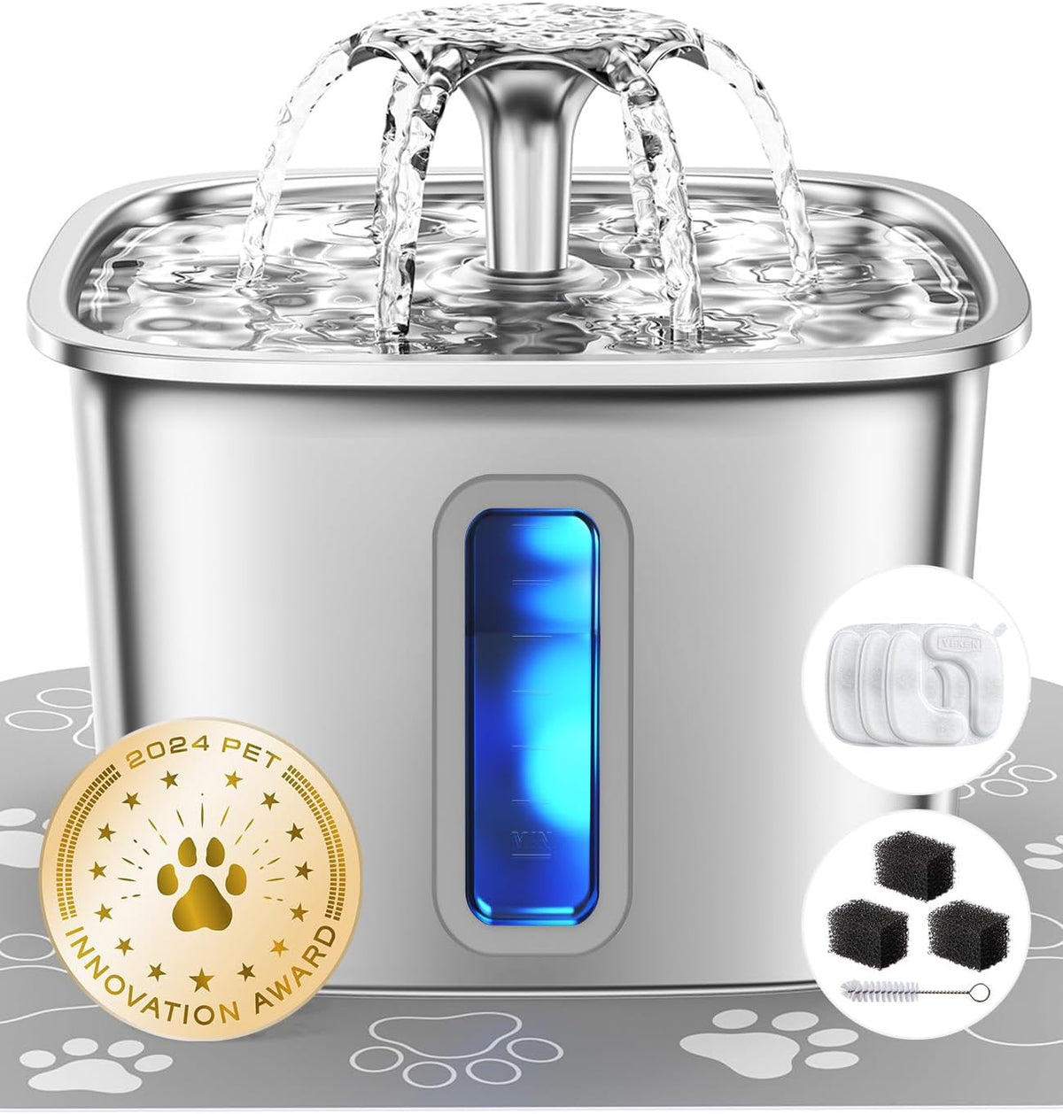 🔥Stainless Steel Cat Water Fountain 108oz - Award Winner