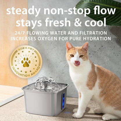 🔥Stainless Steel Cat Water Fountain 108oz - Award Winner