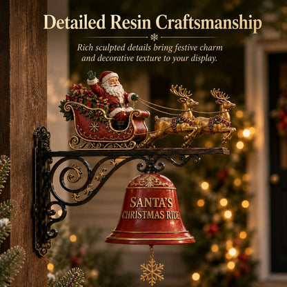 🎅 Weihnachtsmann-Schlitten mit Rentieren & dekorativer Weihnachtsglocke – ca. 22 cm