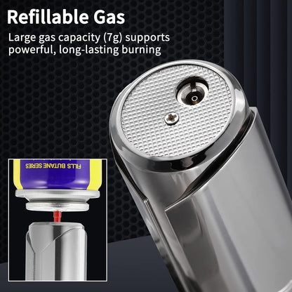 🔥1800°C Jet Torch Lighter,Butane Refillable Windproof Adjustable Flame Intensity