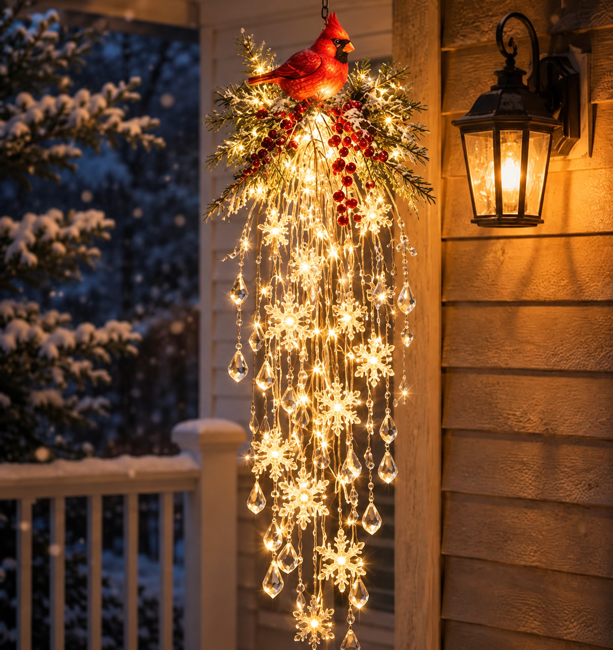 🔥 50% OFF Today 🎅 Christmas Hanging Snowflake & Crystal LED Light | Magical Porch Glow ✨