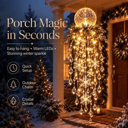 🔥 50% OFF Today 🎅 Christmas Hanging Snowflake & Crystal LED Light | Magical Porch Glow ✨