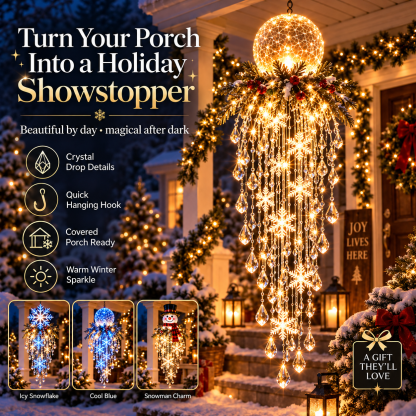 🔥 50% OFF Today 🎅 Christmas Hanging Snowflake & Crystal LED Light | Magical Porch Glow ✨