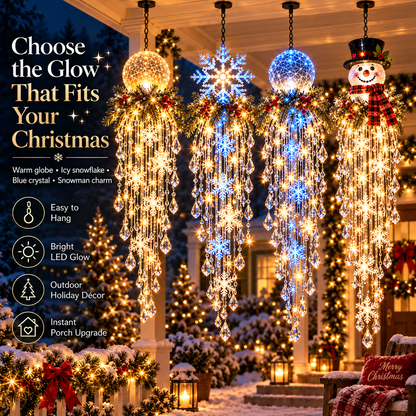 🔥 50% OFF Today 🎅 Christmas Hanging Snowflake & Crystal LED Light | Magical Porch Glow ✨