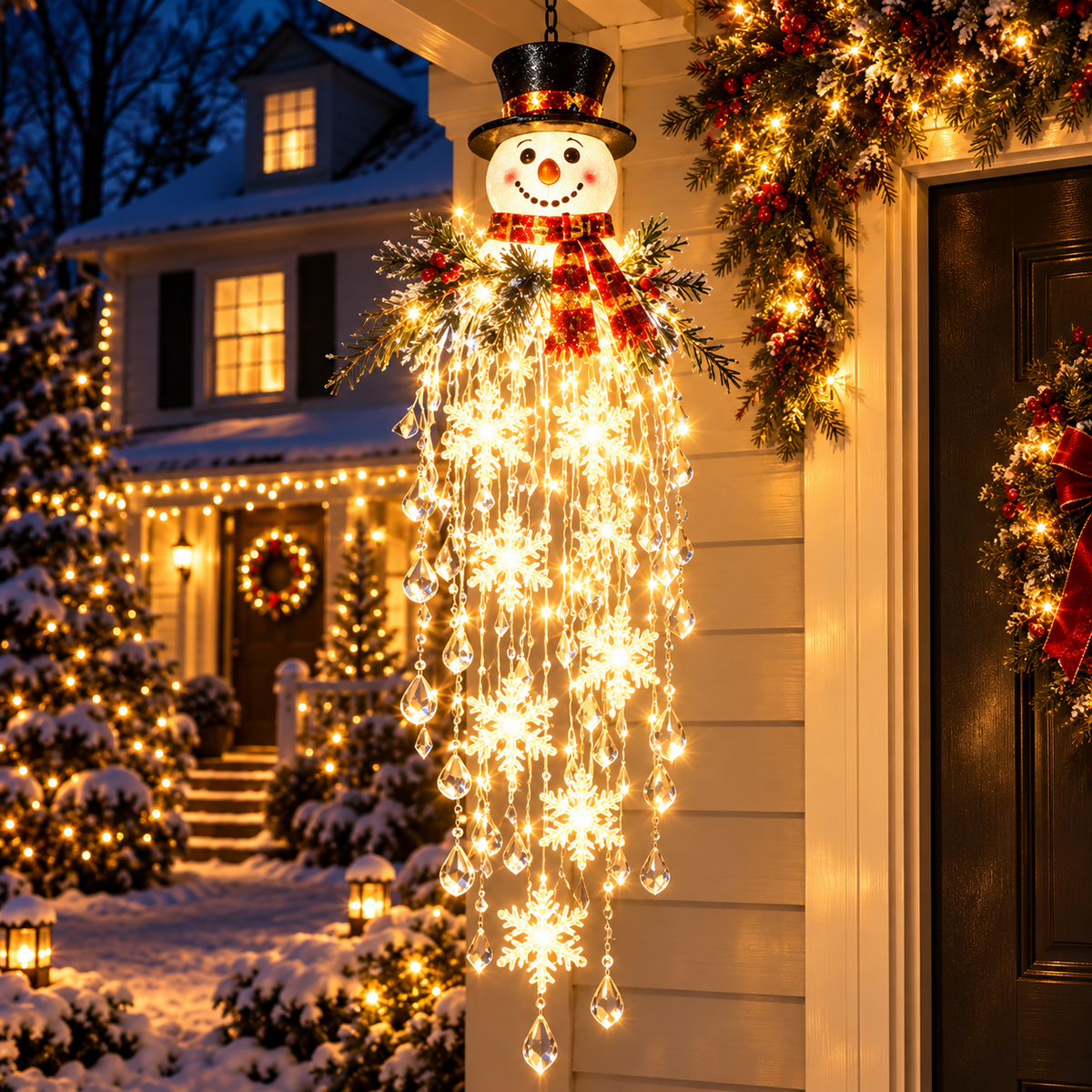 🔥 50% OFF Today 🎅 Christmas Hanging Snowflake & Crystal LED Light | Magical Porch Glow ✨