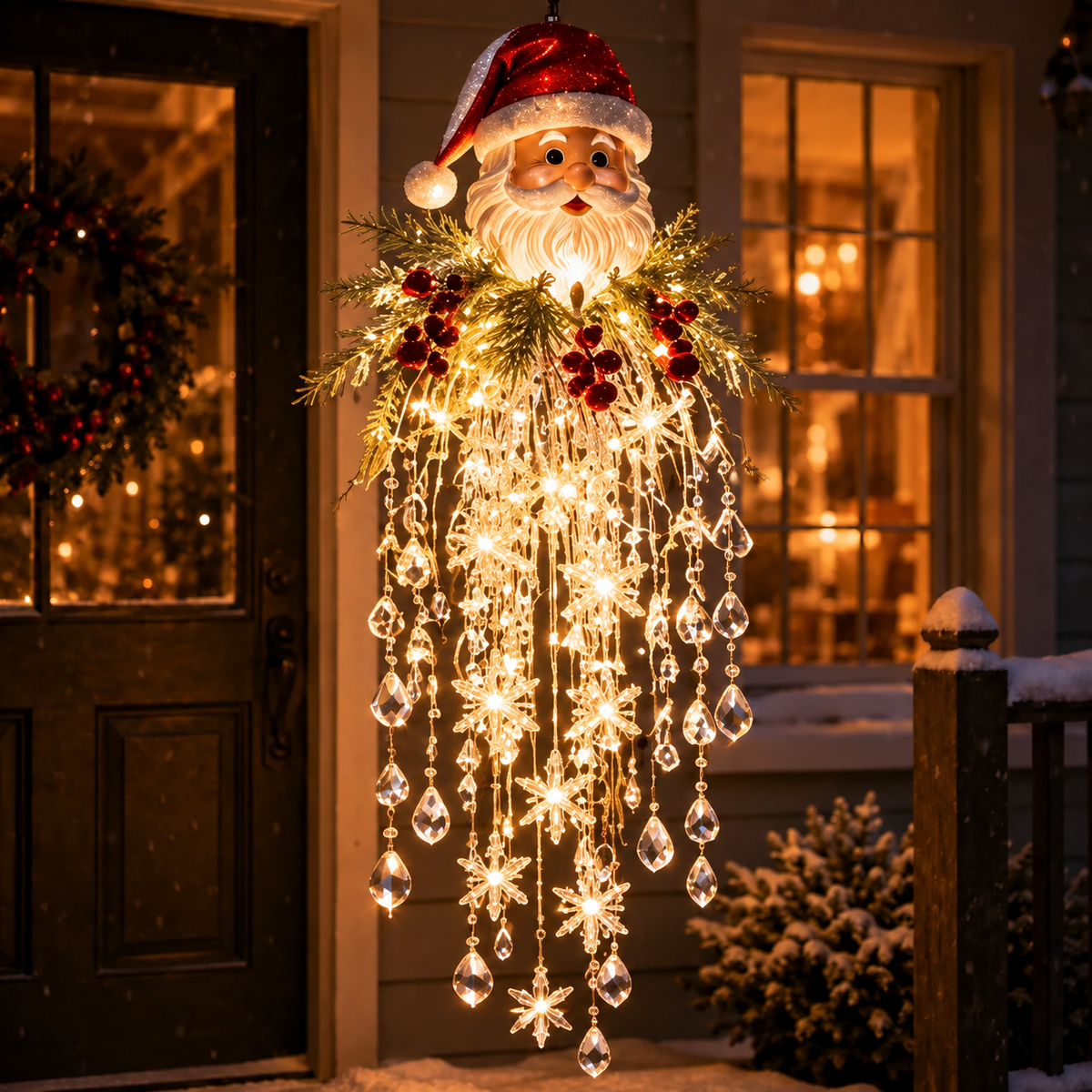 🔥 50% OFF Today 🎅 Christmas Hanging Snowflake & Crystal LED Light | Magical Porch Glow ✨
