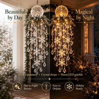 🔥 50% OFF Today 🎅 Christmas Hanging Snowflake & Crystal LED Light | Magical Porch Glow ✨