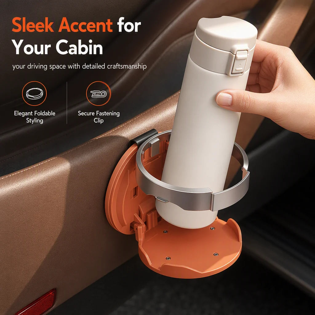 🥤Multifunctional Foldable Car Door Cup Holder Large Diameter Drink and Water Bottle Storage Rack