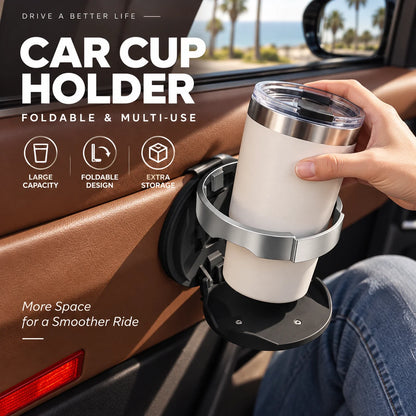 🥤Multifunctional Foldable Car Door Cup Holder Large Diameter Drink and Water Bottle Storage Rack