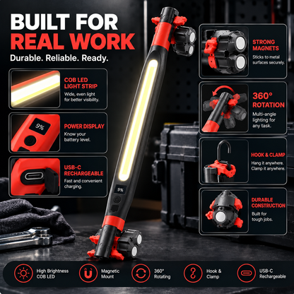 🔦 Rechargeable COB LED Work Light | Magnetic 360° Garage Repair Lamp