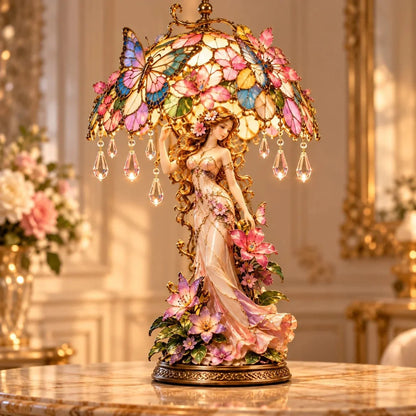 🦋 Enchanted Butterfly Garden Lady – Floral Lamp with a Magical Glow for Your Home✨