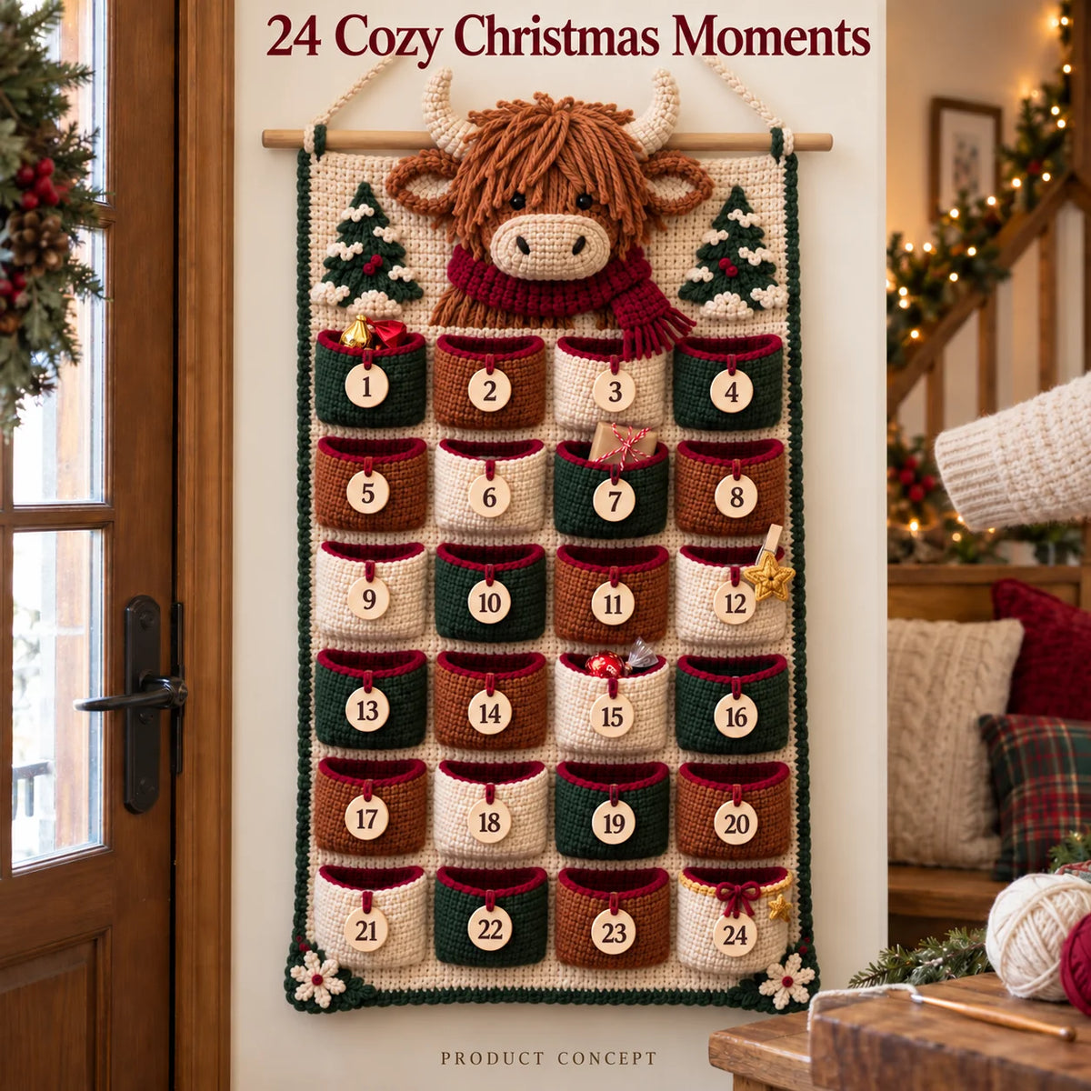 🎄 Christmas Crochet Advent Calendar DIY Kit – 24 Little Surprises, One Cozy Family Tradition