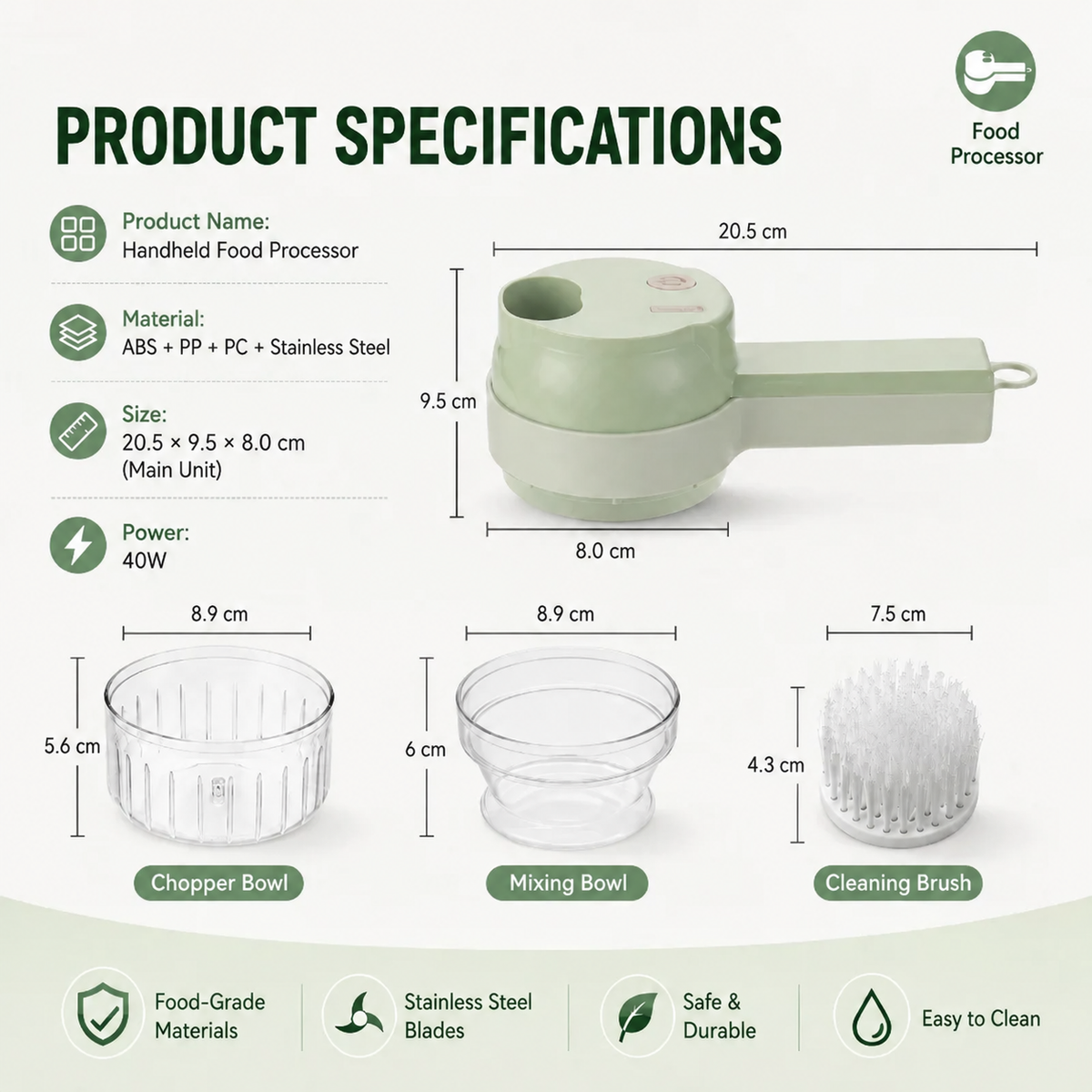 4-in-1 Handheld Electric Chopper: Slice, Mince, Peel & Auto-Clean!