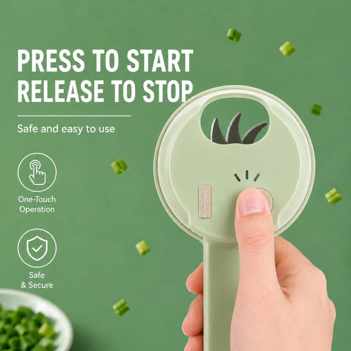 4-in-1 Handheld Electric Chopper: Slice, Mince, Peel & Auto-Clean!