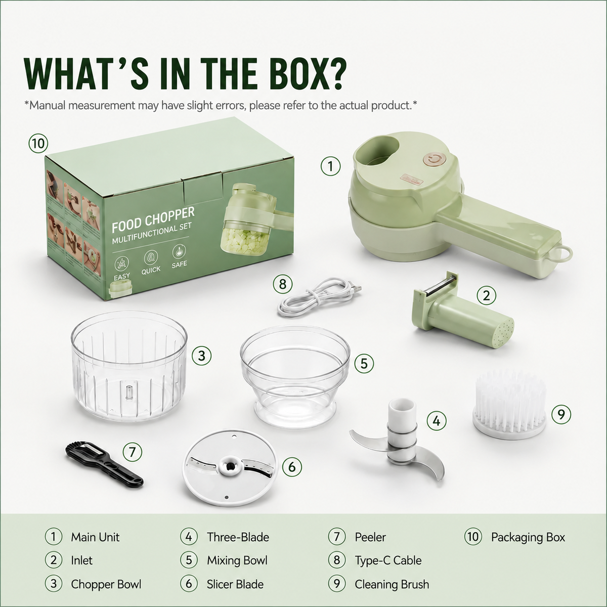 4-in-1 Handheld Electric Chopper: Slice, Mince, Peel & Auto-Clean!