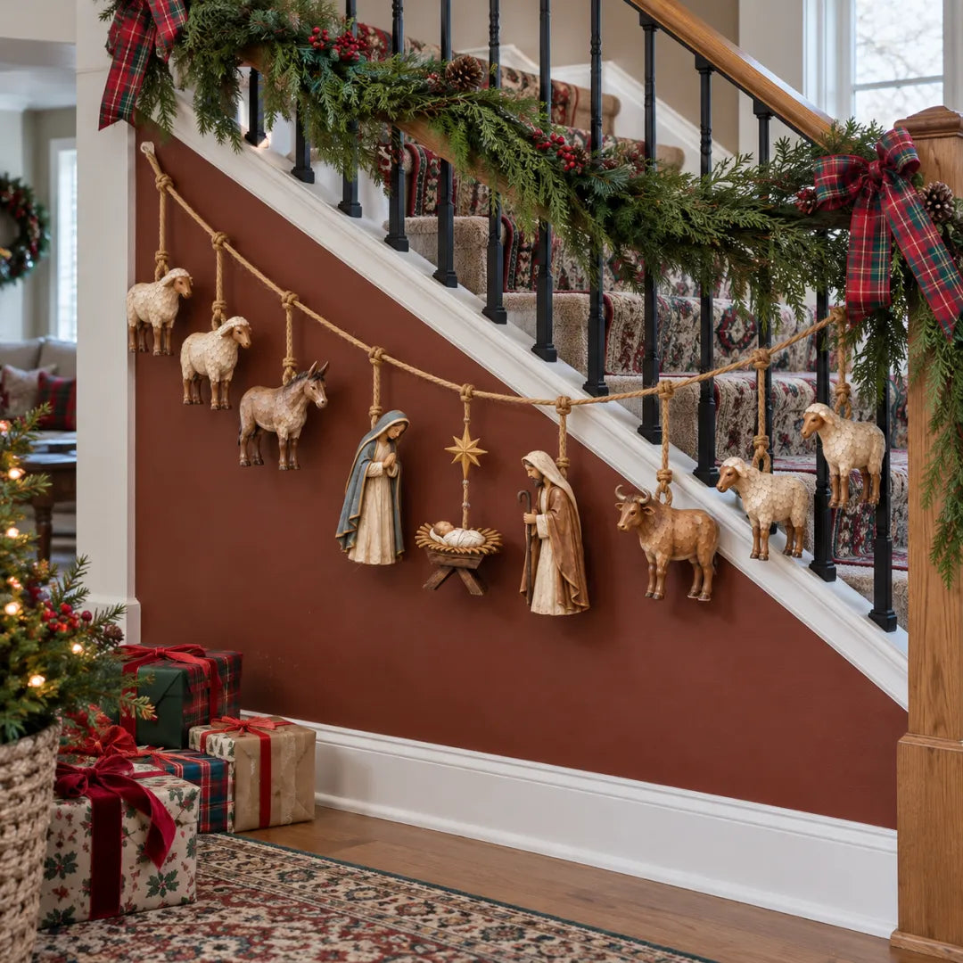 ✝️🎄Handcrafted Wooden Nativity Garland